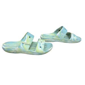 Crocs Classic Marbled Sandal Slide in Pure Water Women's size 10 Men's size 8